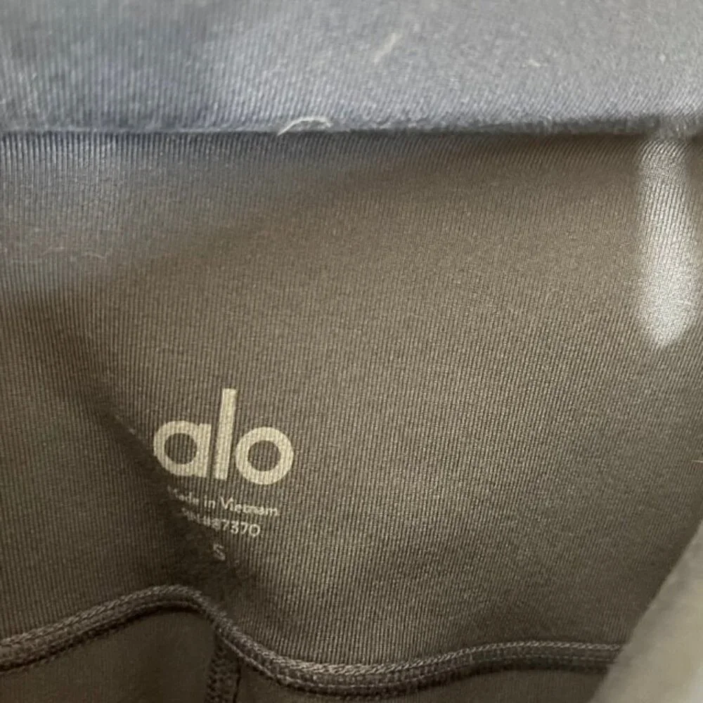 ALO Yoga Leggings Womens Small Moto Blue Gray Mesh Panel Logo Gym Workout - Picture 3 of 6